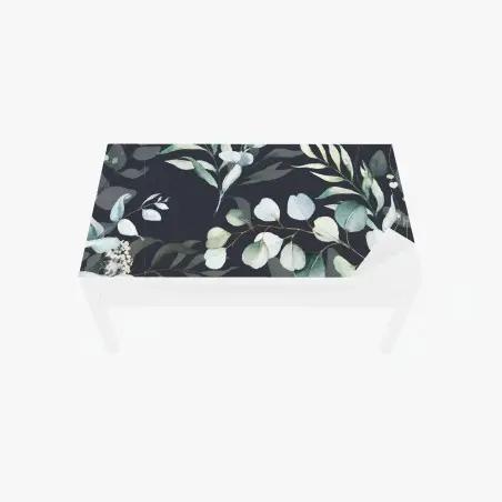 Sticker pour table et bureau motif de feuillages aquarelle sur fond sombre – Wallnifity®