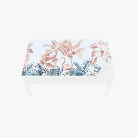 Sticker pour table et bureau jungle pastel au flamant rose – Wallnifity®