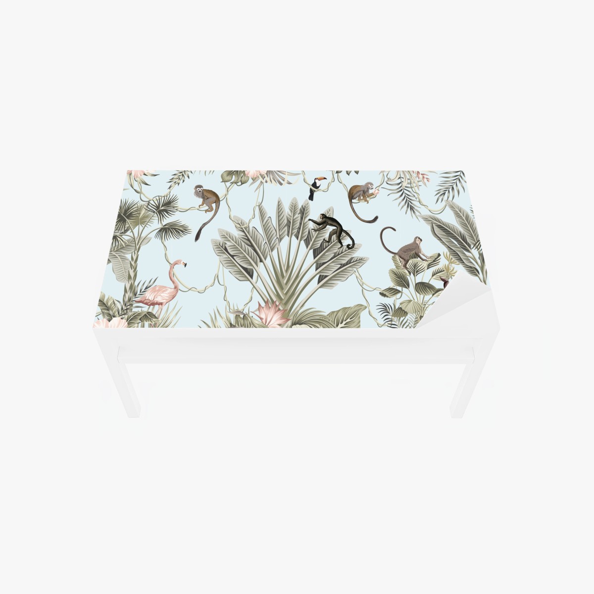 Sticker pour table et bureau motif de jungle tropicale en tons pastel – Wallnifity®