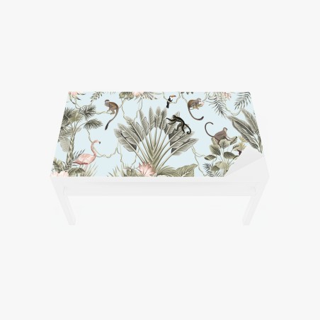 Sticker pour table et bureau motif de jungle tropicale en tons pastel – Wallnifity®