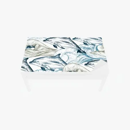 Sticker pour table et bureau danse des dauphins sur vagues stylisées – Wallnifity®
