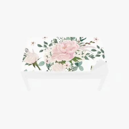 Sticker pour table et bureau bouquet pastel de pivoines et eucalyptus – Wallnifity®