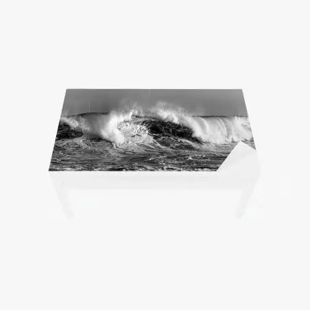 Sticker pour table et bureau vague puissante en noir et blanc – Wallnifity®