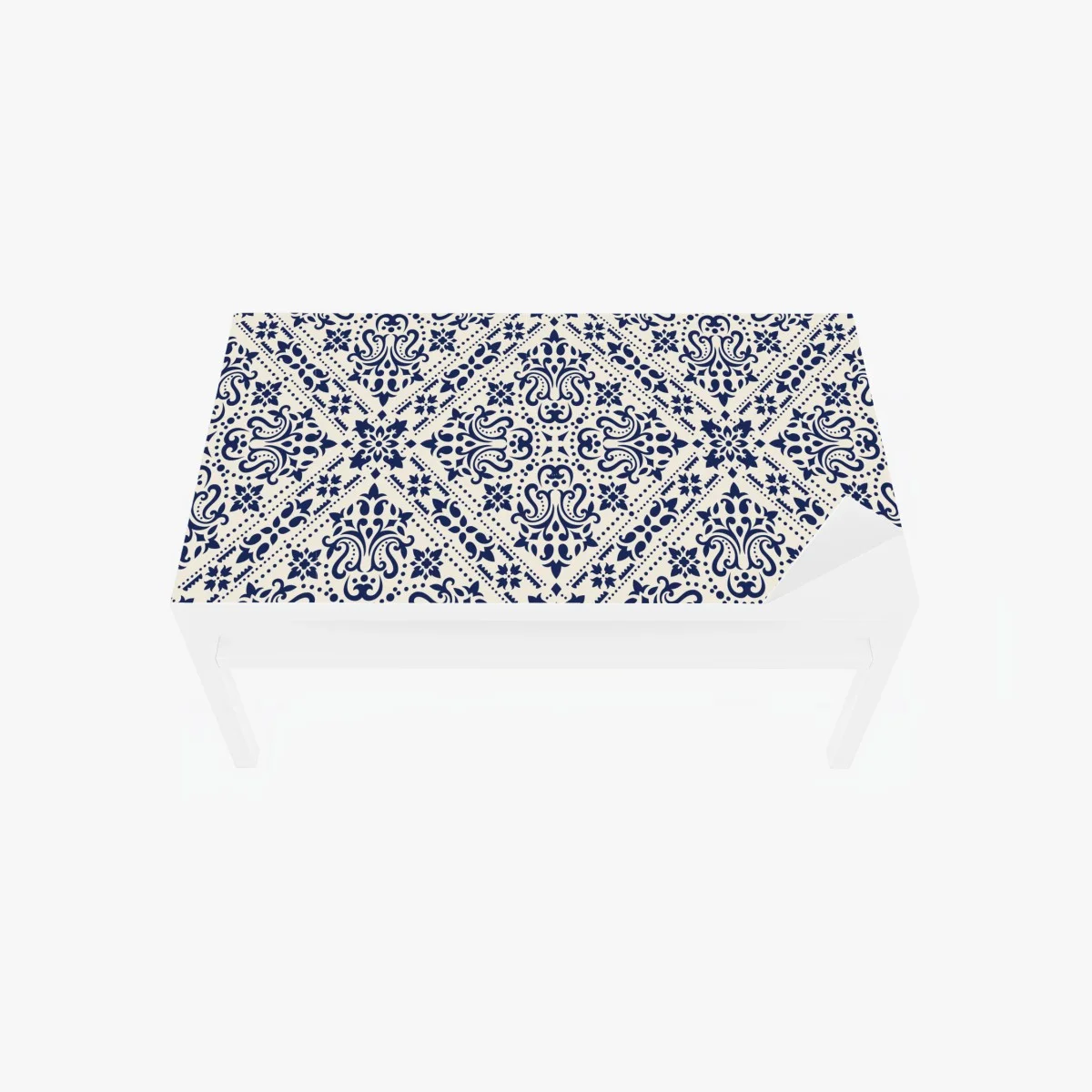 Sticker pour table et bureau motif damassé bleu marine sur fond crème – Wallnifity® Sticker pour table et bureau motif damassé bleu marine sur fond crème – Wallnifity®