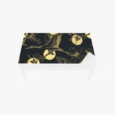 Sticker pour table et bureau hérons et lunes dorées sur fond sombre – Wallnifity®