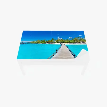 Sticker pour table et bureau ponton vers l'île paradisiaque – Wallnifity®
