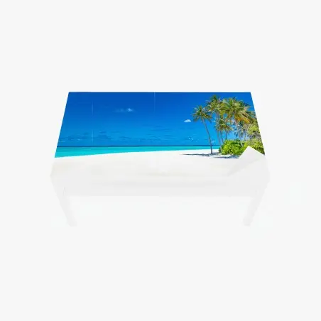 Sticker pour table et bureau plage paradisiaque aux palmiers – Wallnifity®
