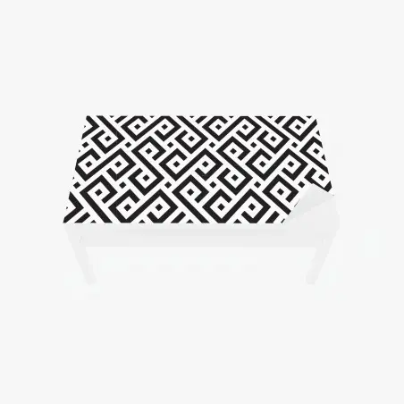 Sticker pour table et bureau motif méandre géométrique noir et blanc pour décoration murale – Wallnifity®