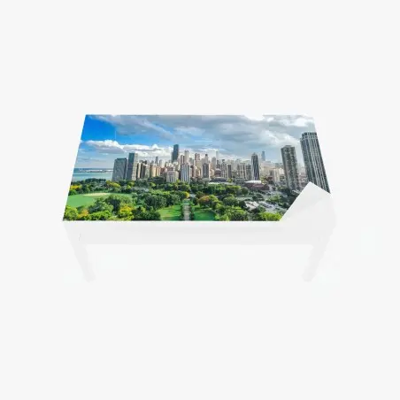 Sticker pour table et bureau panorama urbain de Chicago au bord du lac – Wallnifity®