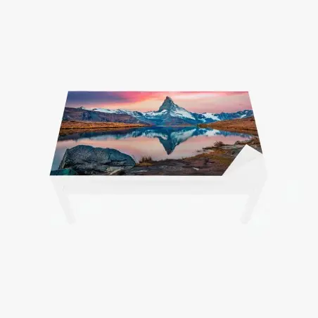 Sticker pour table et bureau lever matinal sur le lac Stellisee et le Cervin – Wallnifity®