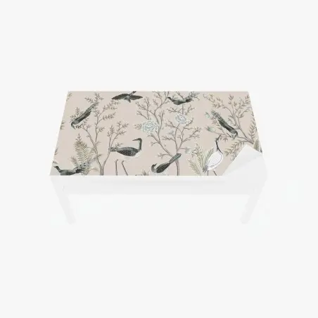 Sticker pour table et bureau jardin d'oiseaux et feuillages aux tons pastel – Wallnifity®
