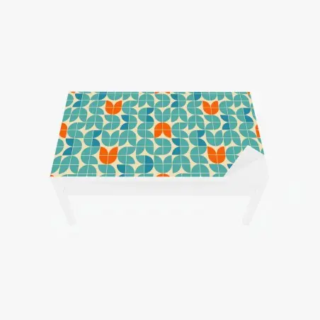 Sticker pour table et bureau motif géométrique rétro aux tulipes stylisées – Wallnifity®