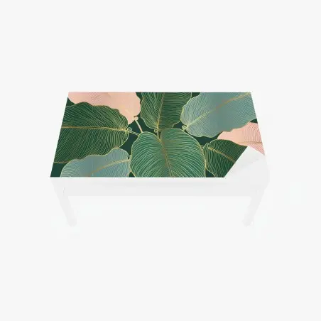 Sticker pour table et bureau feuillage tropical doré et pastel – Wallnifity®