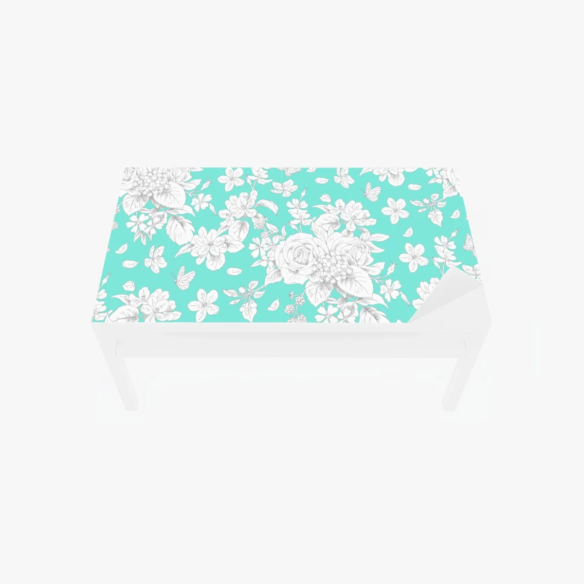 Sticker pour table et bureau motif floral délicat sur fond turquoise – Wallnifity® Sticker pour table et bureau motif floral délicat sur fond turquoise – Wallnifity®