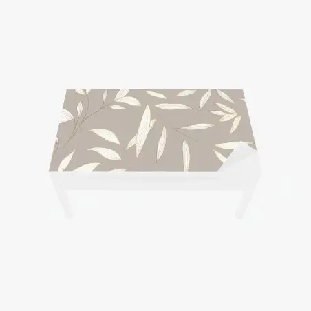 Sticker pour table et bureau motif de feuilles dorées sur fond beige – Wallnifity®