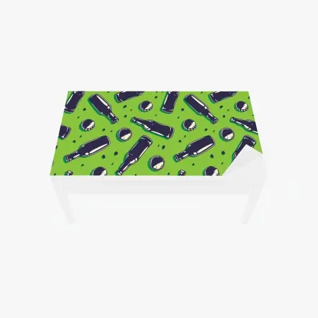Sticker pour table et bureau motif bouteilles et capsules sur fond vert – Wallnifity®