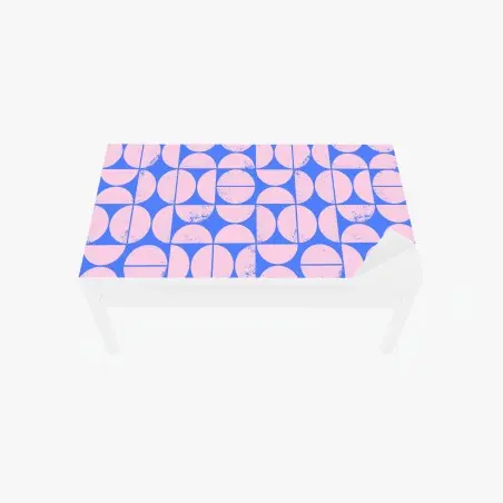 Sticker pour table et bureau motif géométrique rétro rose et bleu – Wallnifity®