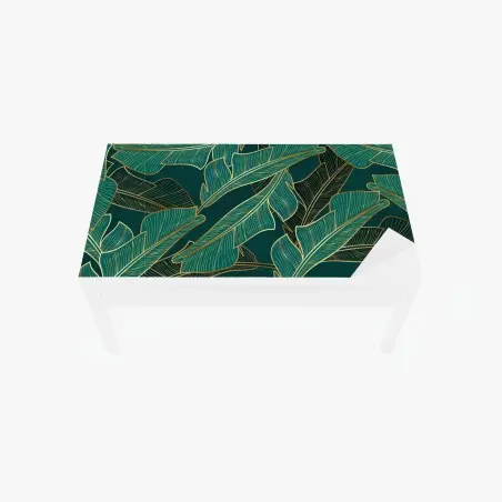 Sticker pour table et bureau éclat tropical doré sur fond émeraude – Wallnifity®