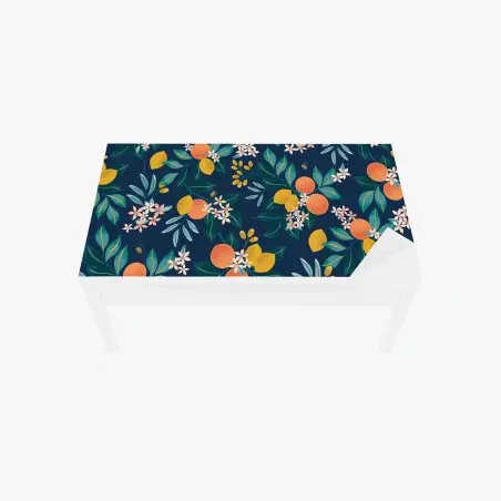 Sticker pour table et bureau motif botanique d'agrumes sur fond bleu profond – Wallnifity®