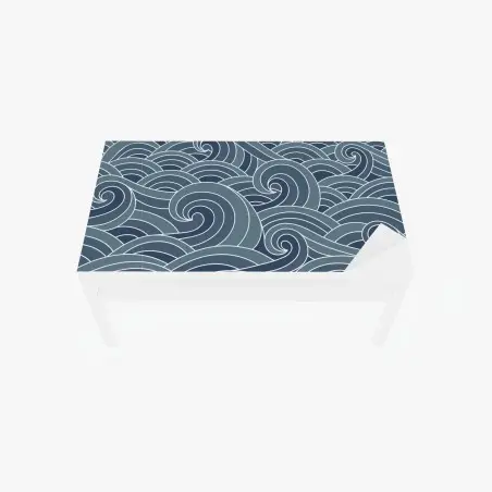 Sticker pour table et bureau vagues stylisées japonaises bleu-gris – Wallnifity®