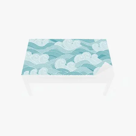 Sticker pour table et bureau océan stylisé en vagues turquoises – Wallnifity®