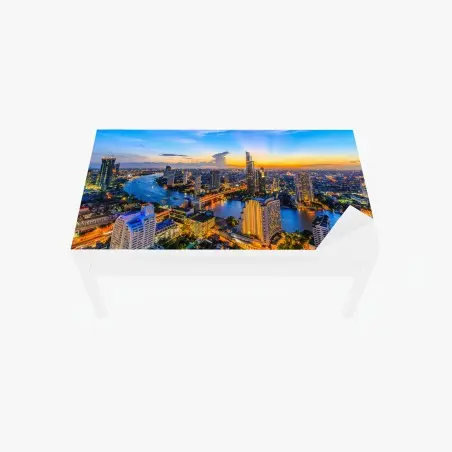 Sticker pour table et bureau panorama urbain au coucher de soleil sur Bangkok – Wallnifity®