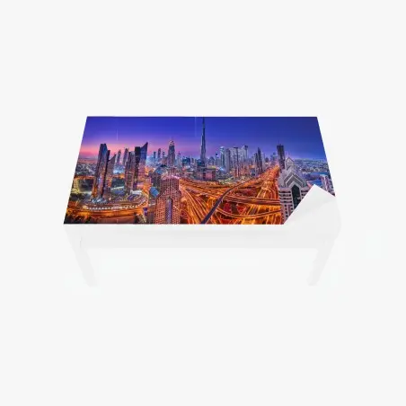 Sticker pour table et bureau panorama nocturne de Dubaï – Wallnifity®