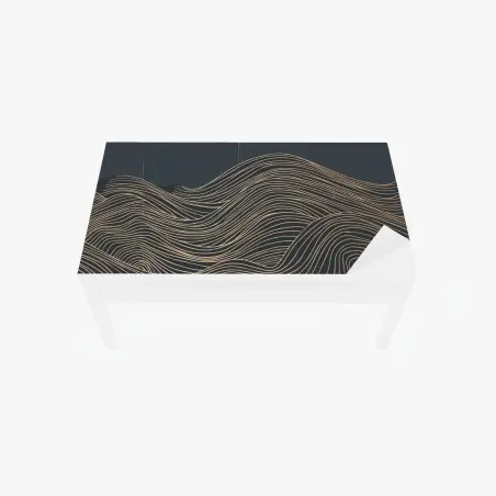 Sticker pour table et bureau vagues dorées en lignes fluides – Wallnifity®