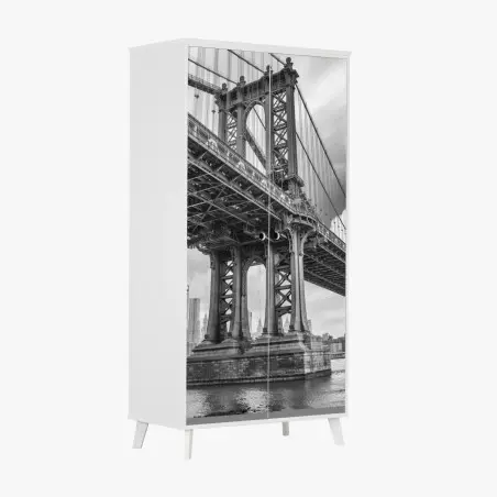 Sticker pour armoire perspective grand angle du pont de Manhattan – Wallnifity®