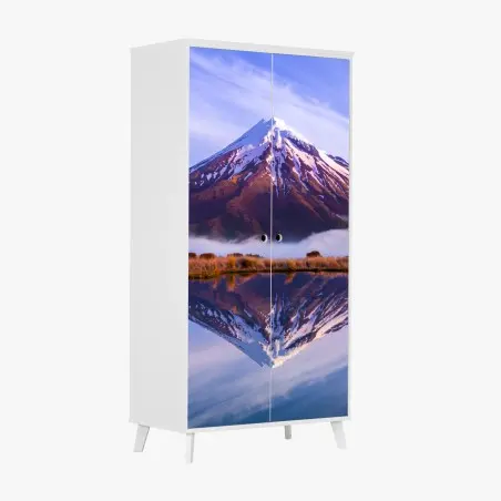 Sticker pour armoire reflet montagneux au crépuscule – Wallnifity®