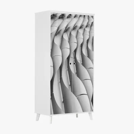 Sticker pour armoire motif architectural ondulant en noir et blanc – Wallnifity®