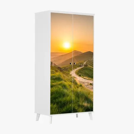 Sticker pour armoire sentier doré sur les collines au coucher du soleil – Wallnifity®