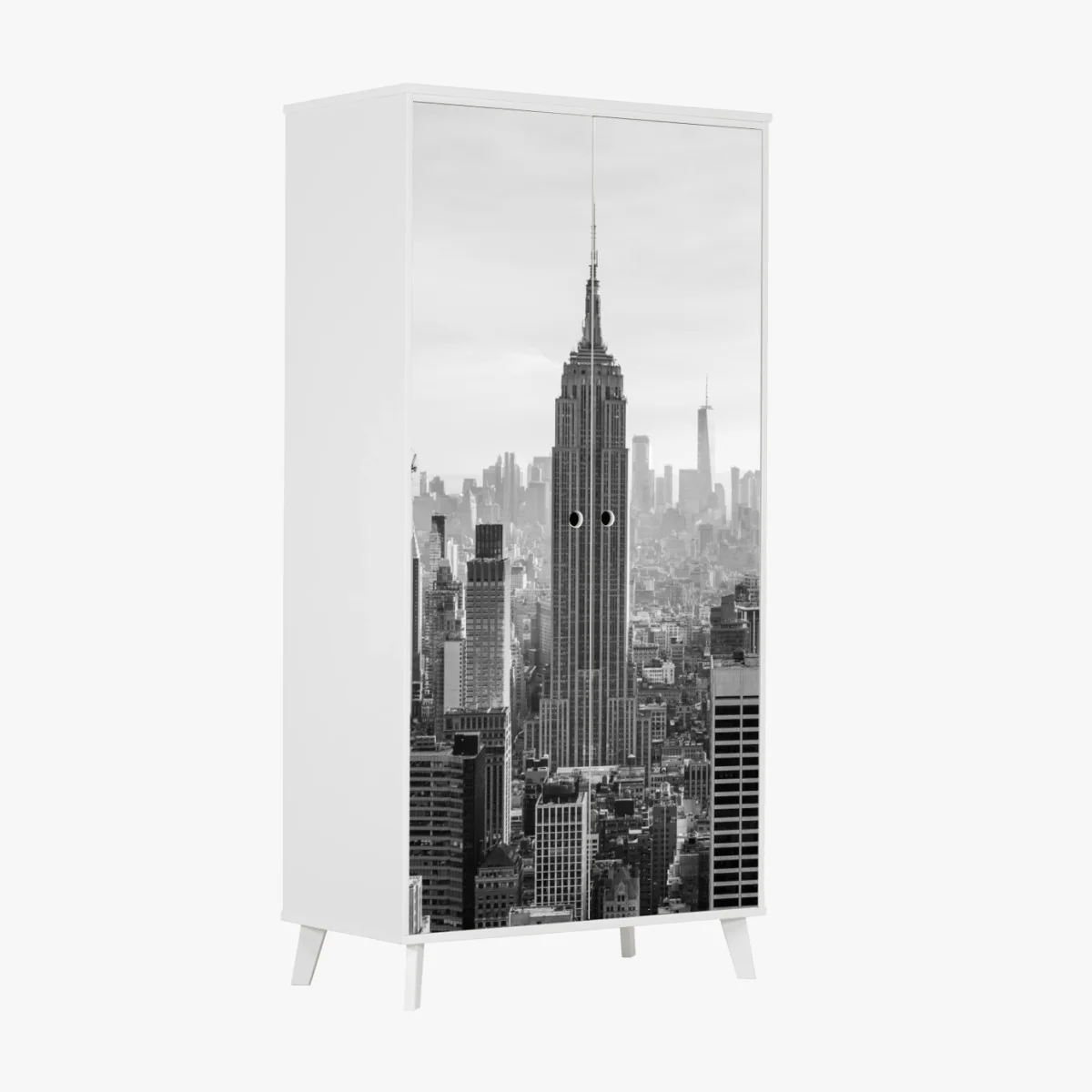 Sticker pour armoire panorama urbain de New York en noir et blanc – Wallnifity® Sticker pour armoire panorama urbain de New York en noir et blanc – Wallnifity®
