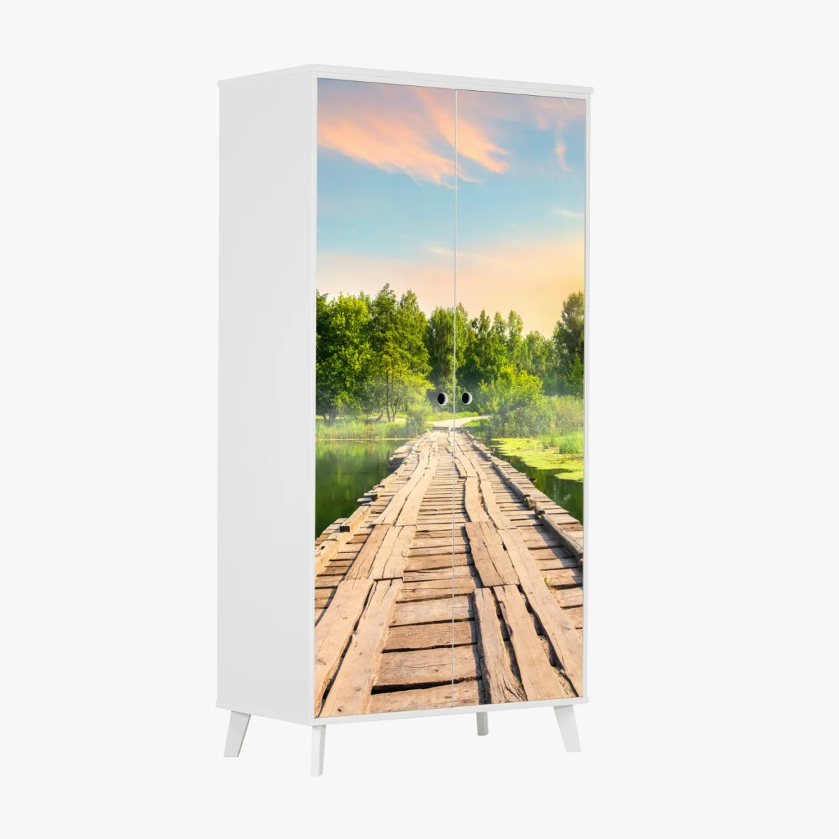 Sticker pour armoire passerelle en bois au lever du soleil – Wallnifity® Sticker pour armoire passerelle en bois au lever du soleil – Wallnifity®