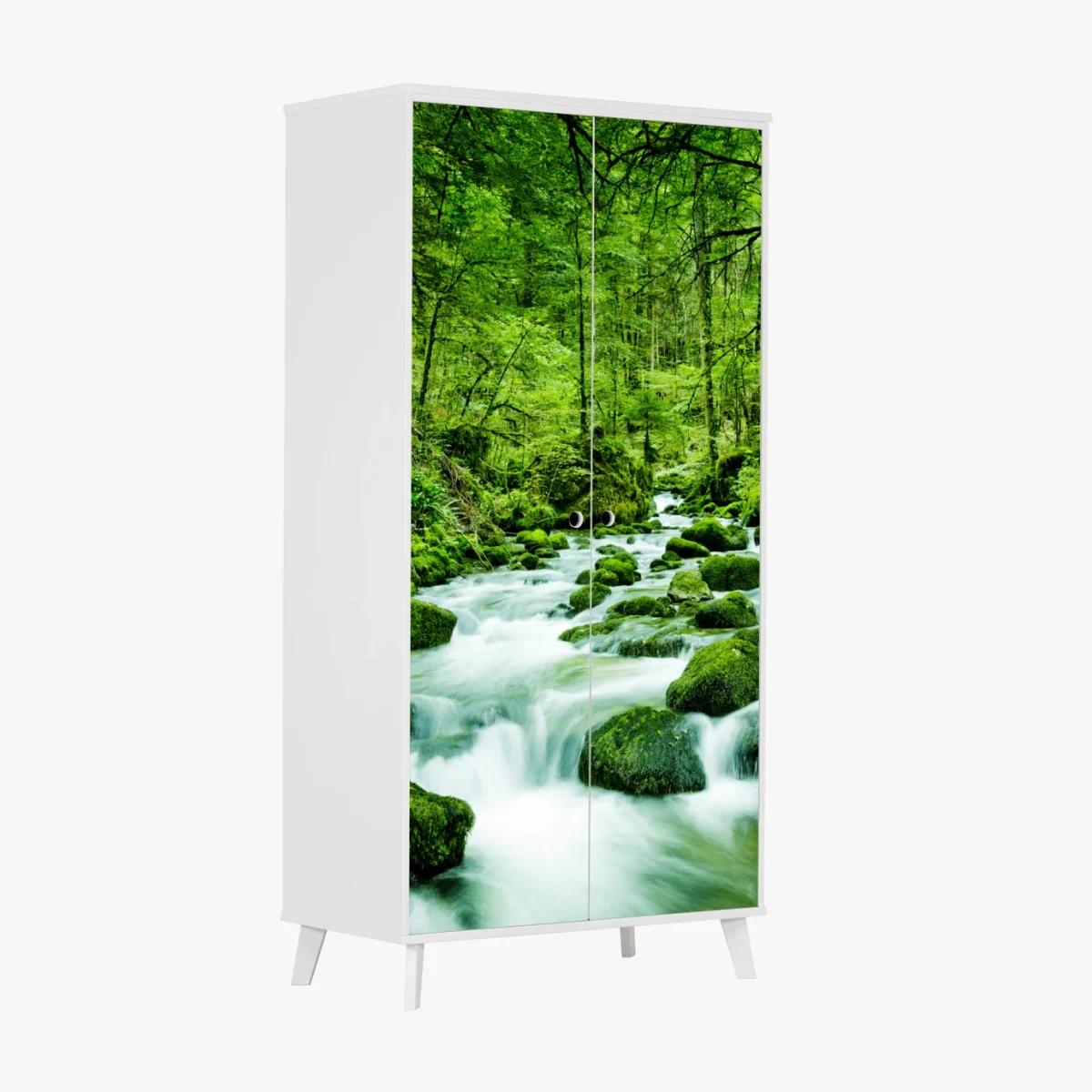Sticker pour armoire ruisseau moussu en forêt – Wallnifity® Sticker pour armoire ruisseau moussu en forêt – Wallnifity®