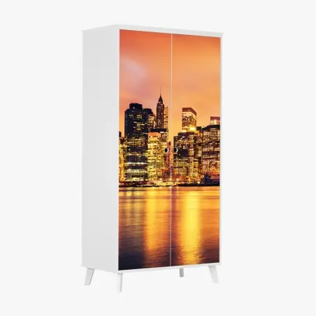 Sticker pour armoire horizon en feu de New York au crépuscule – Wallnifity®