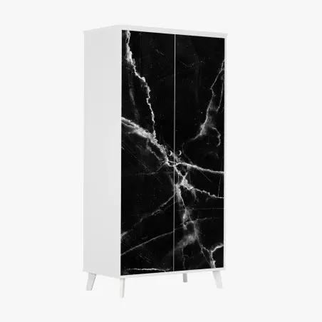 Sticker pour armoire élégance marbre noir veiné – Wallnifity®