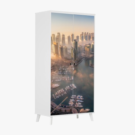 Sticker pour armoire Dubaï Marina au coucher de soleil – Wallnifity®