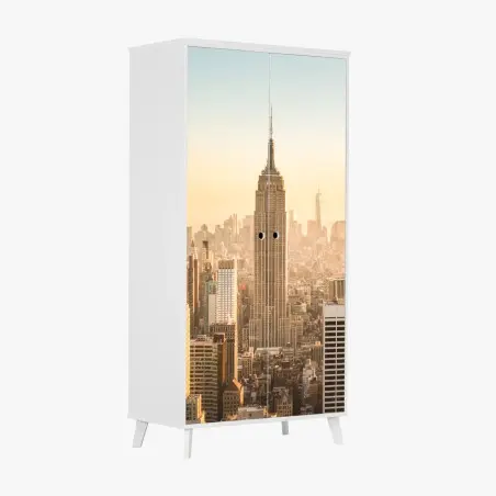Sticker pour armoire vue iconique de New York au coucher de soleil – Wallnifity®