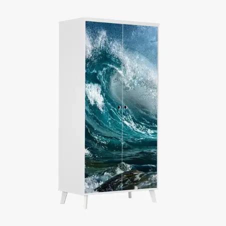 Sticker pour armoire vague turquoise en mouvement – Wallnifity®