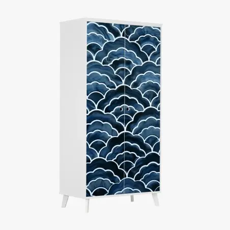 Sticker pour armoire motif de vagues japonaises bleu marine – Wallnifity®