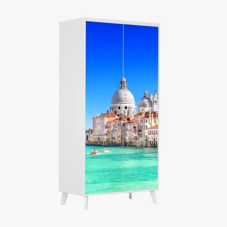 Sticker pour armoire vue ensoleillée sur le Grand Canal à Venise – Wallnifity®