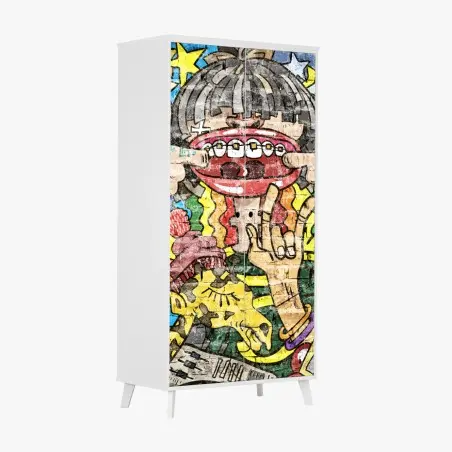 Sticker pour armoire fresque urbaine colorée et ludique – Wallnifity®