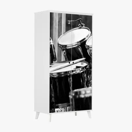 Sticker pour armoire batterie en gros plan noir et blanc – Wallnifity®
