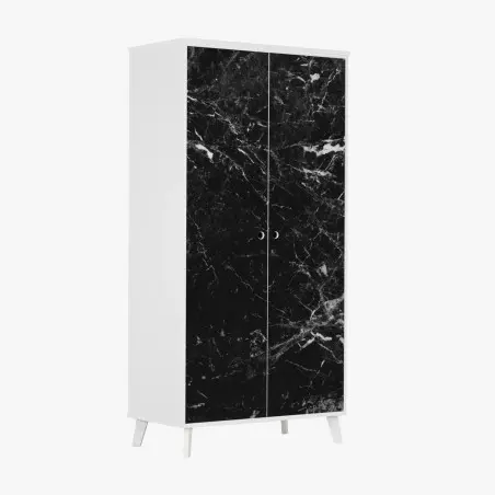 Sticker pour armoire marbre noir veiné élégant – Wallnifity®