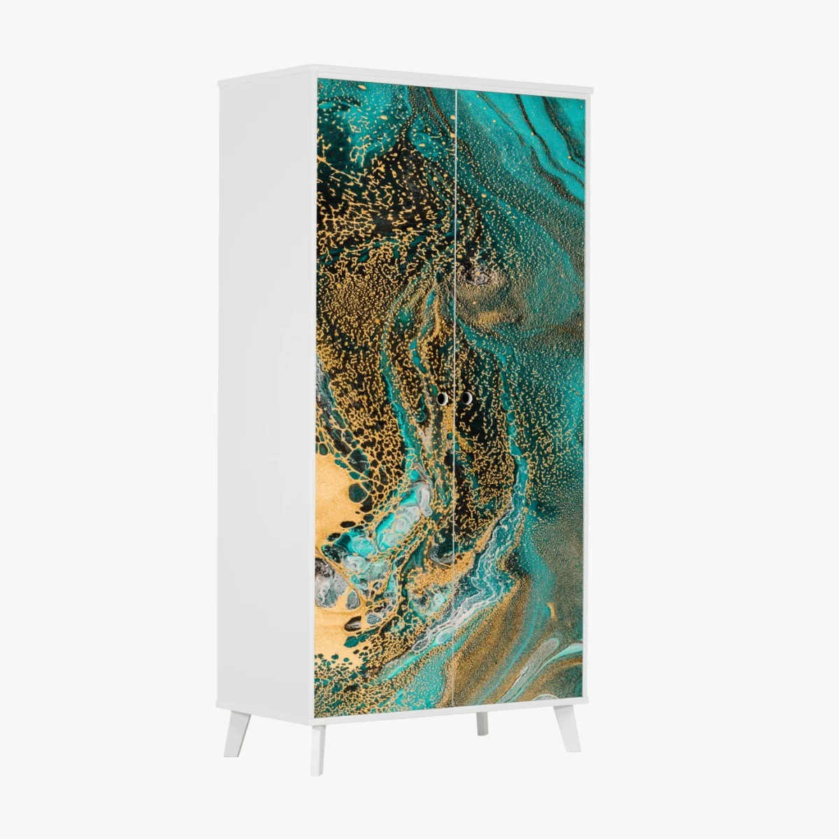 Sticker pour armoire abstraction marine dorée et turquoise – Wallnifity® Sticker pour armoire abstraction marine dorée et turquoise – Wallnifity®