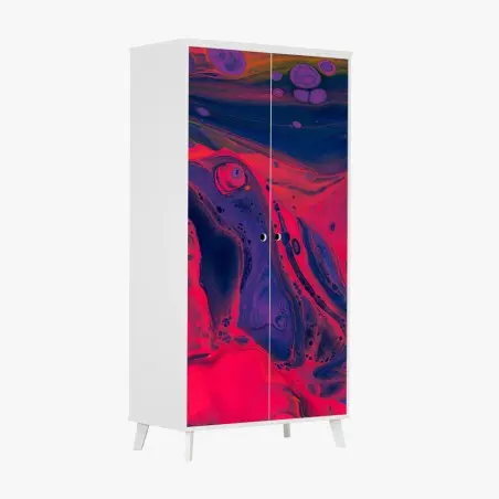 Sticker pour armoire abstraction fluide néon rose et violet – Wallnifity®