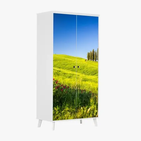 Sticker pour armoire évasion Toscane: collines verdoyantes et cyprès – Wallnifity®