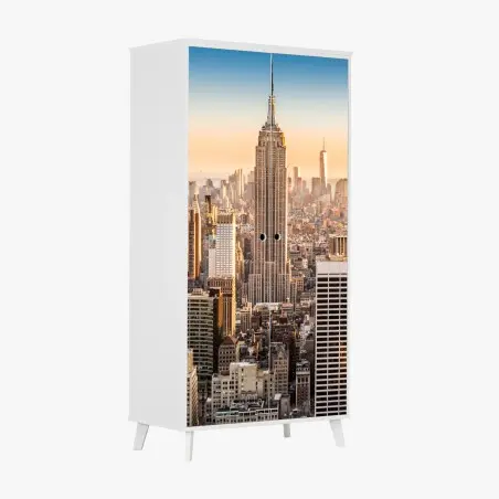 Sticker pour armoire panorama aérien ensoleillé de New York – Wallnifity®
