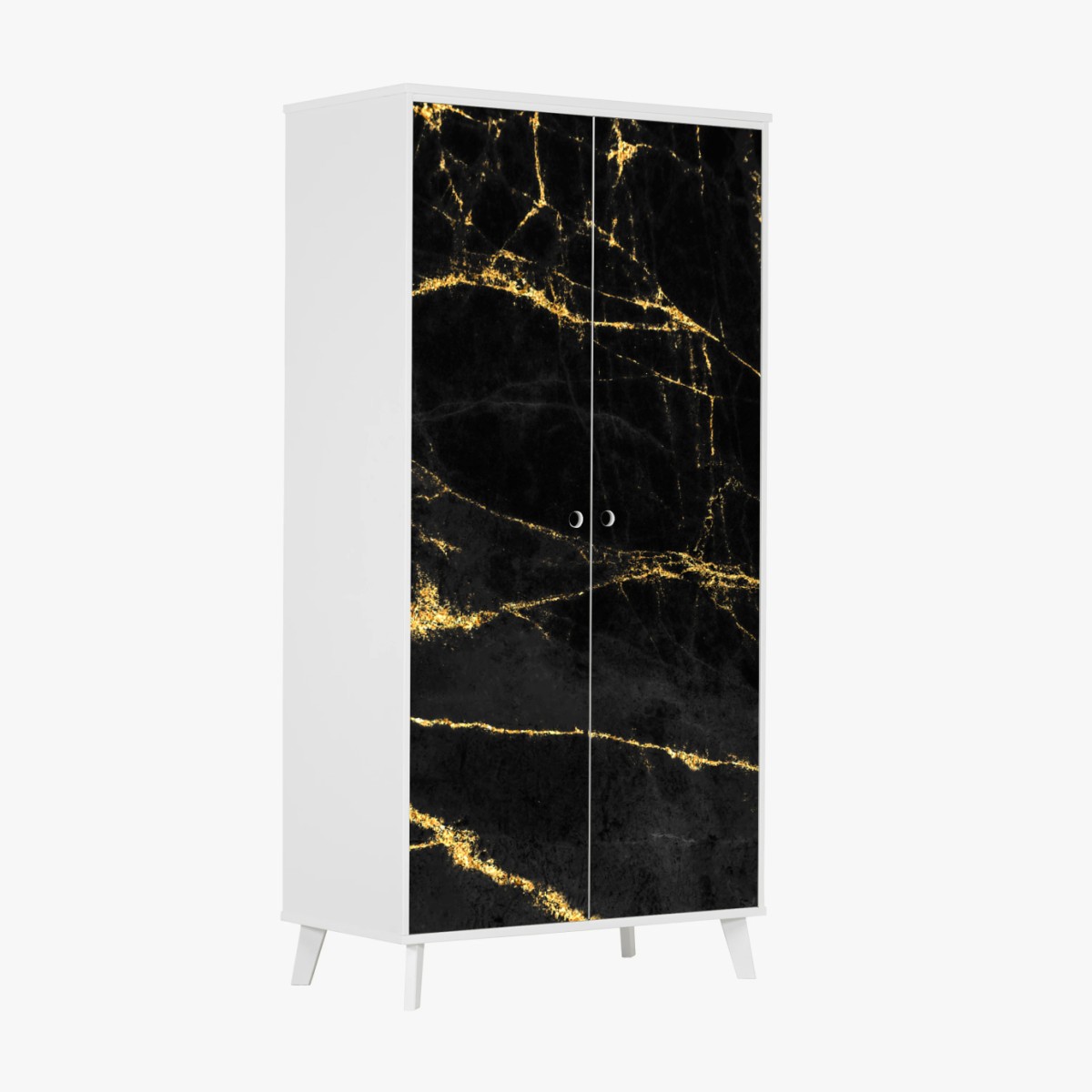 Sticker pour armoire marbre noir veiné d'or – Wallnifity®